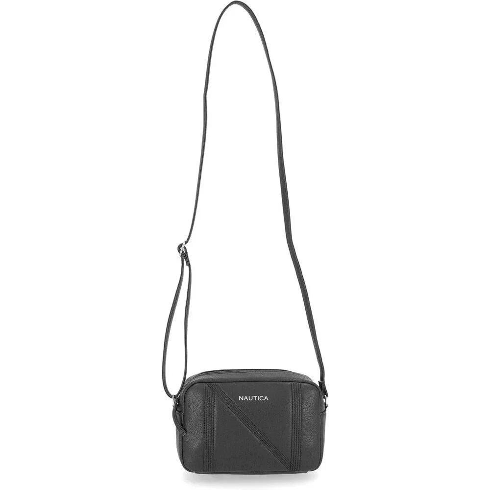 Women's Black PU leather Candid Camera Adjustable Crossbody Bag